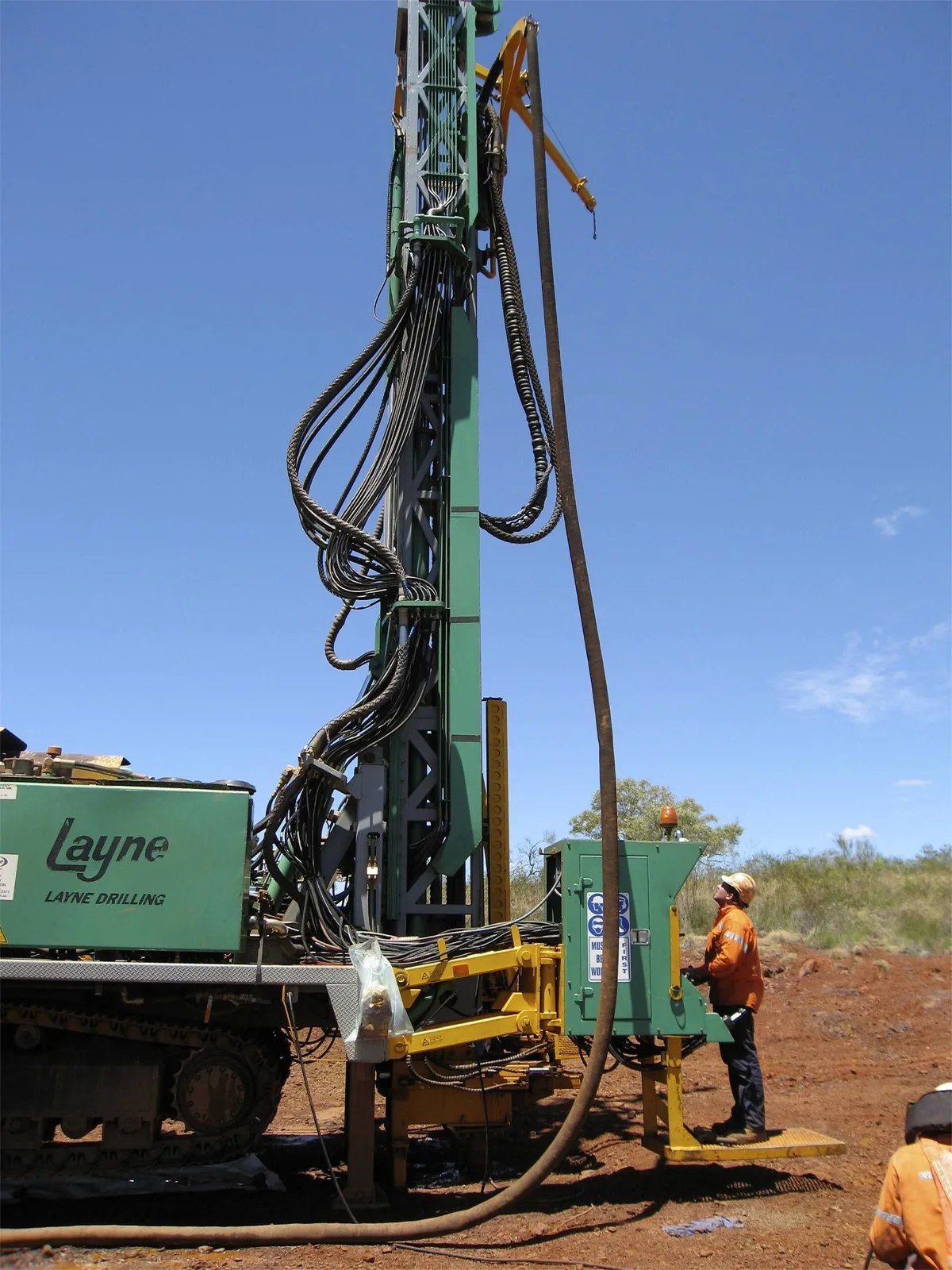 A reverse-circulation exploration drill rig at an Australian mine site