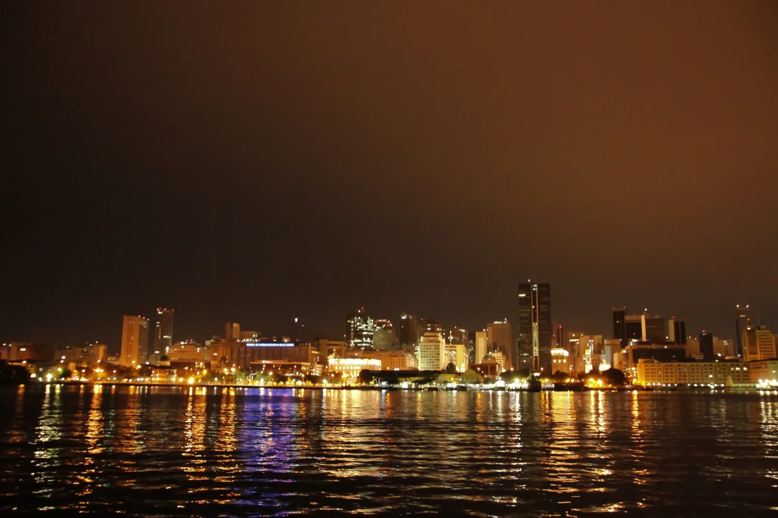 Industrial port and city skyline in Salvador, Bahia, Brazil