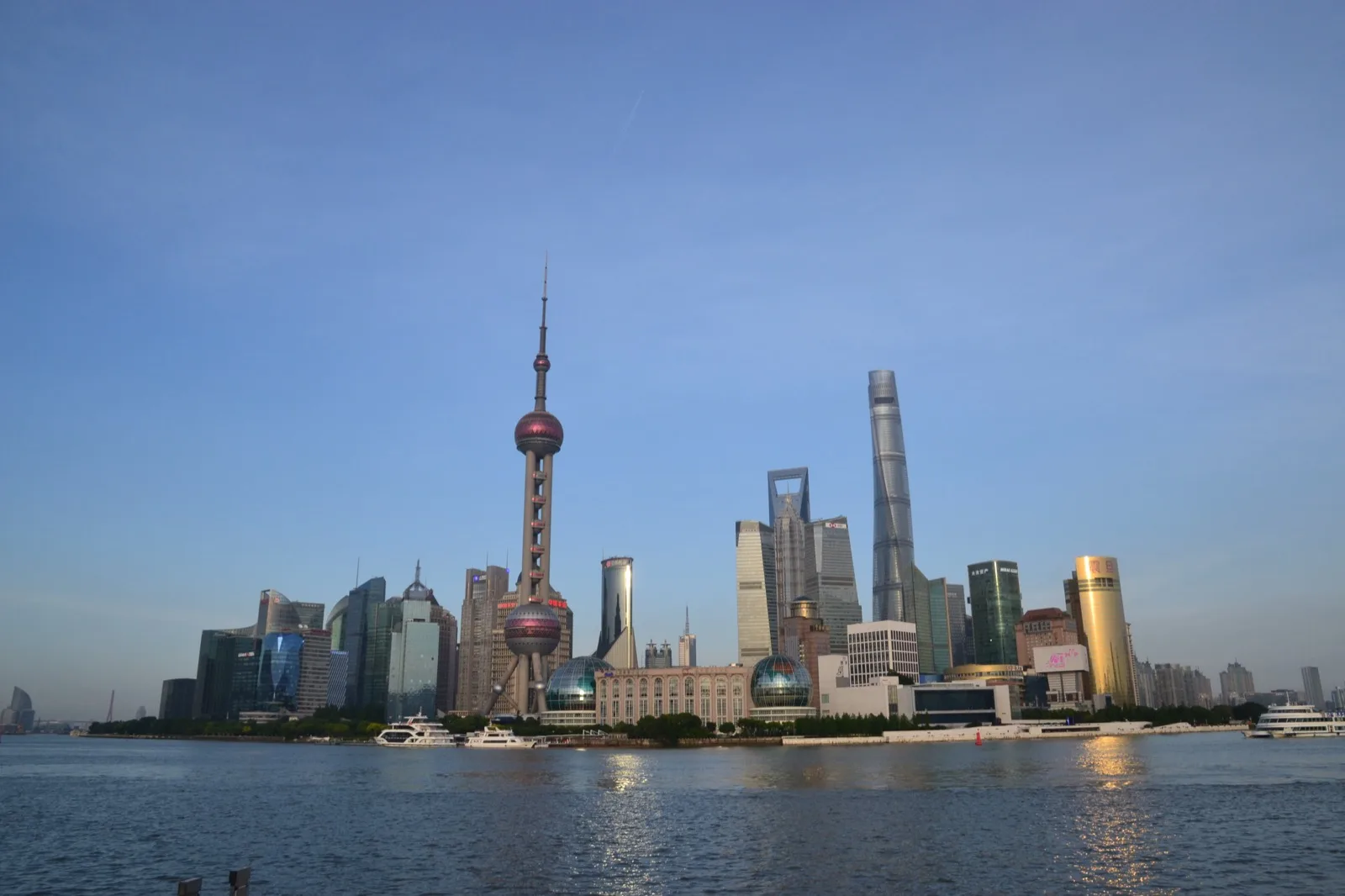 Riverside skyline and office buildings in Shanghai, China
