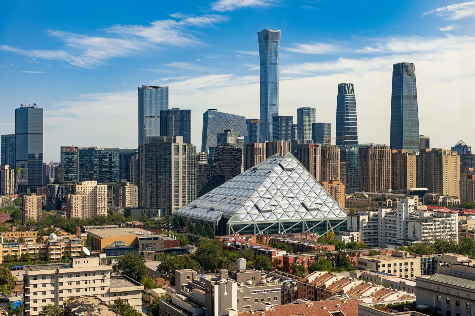 Business district avenue in Beijing, China