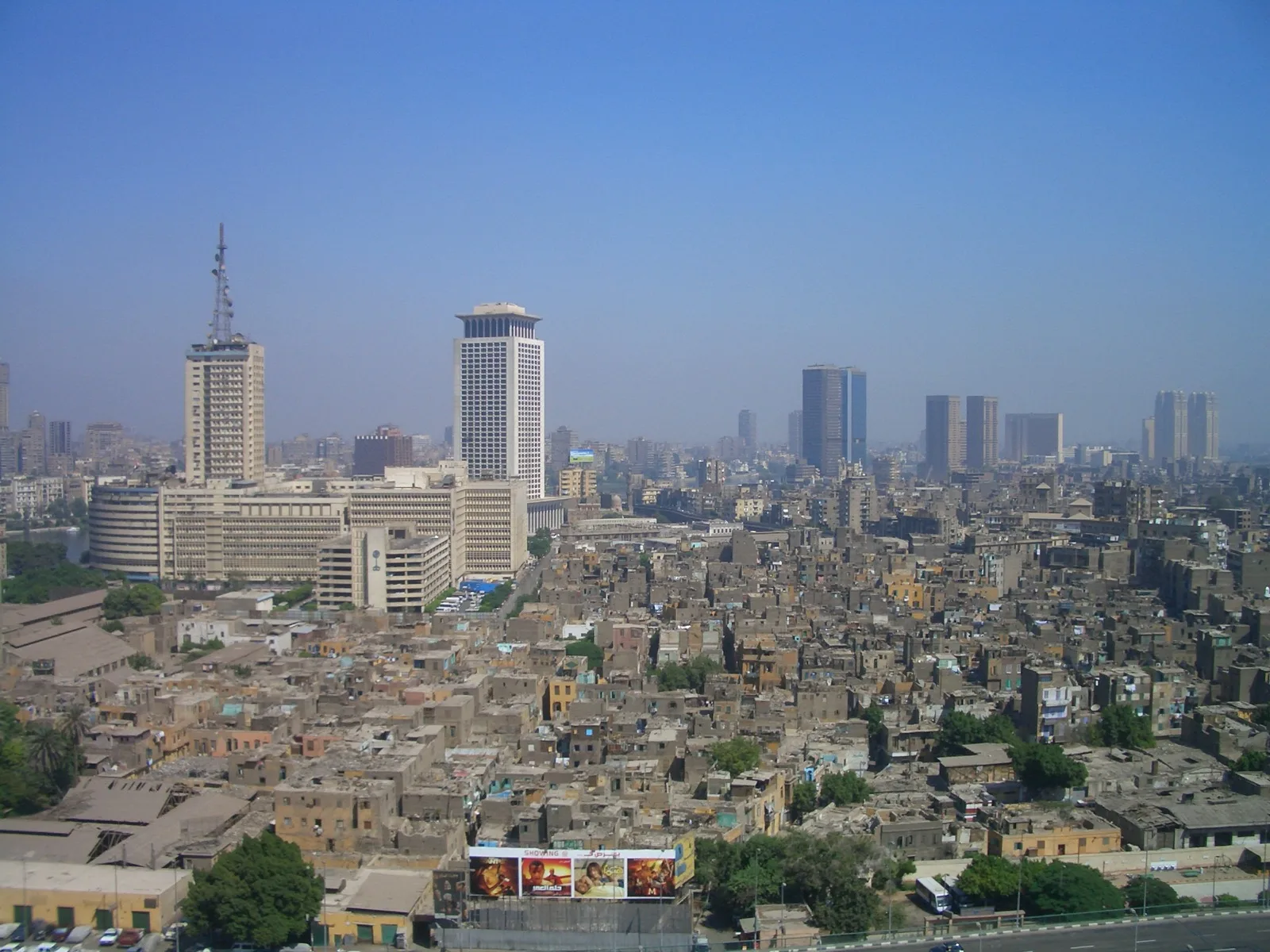 Office towers and the Nile waterfront in Cairo, Egypt