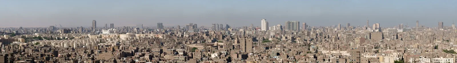 Business district skyline beside the Nile in Cairo, Egypt