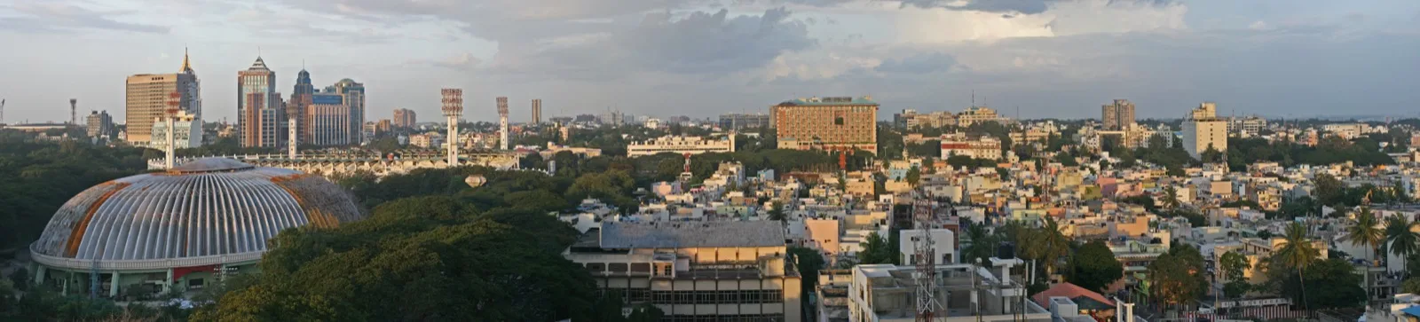 Office and financial district skyline in Gurugram, India