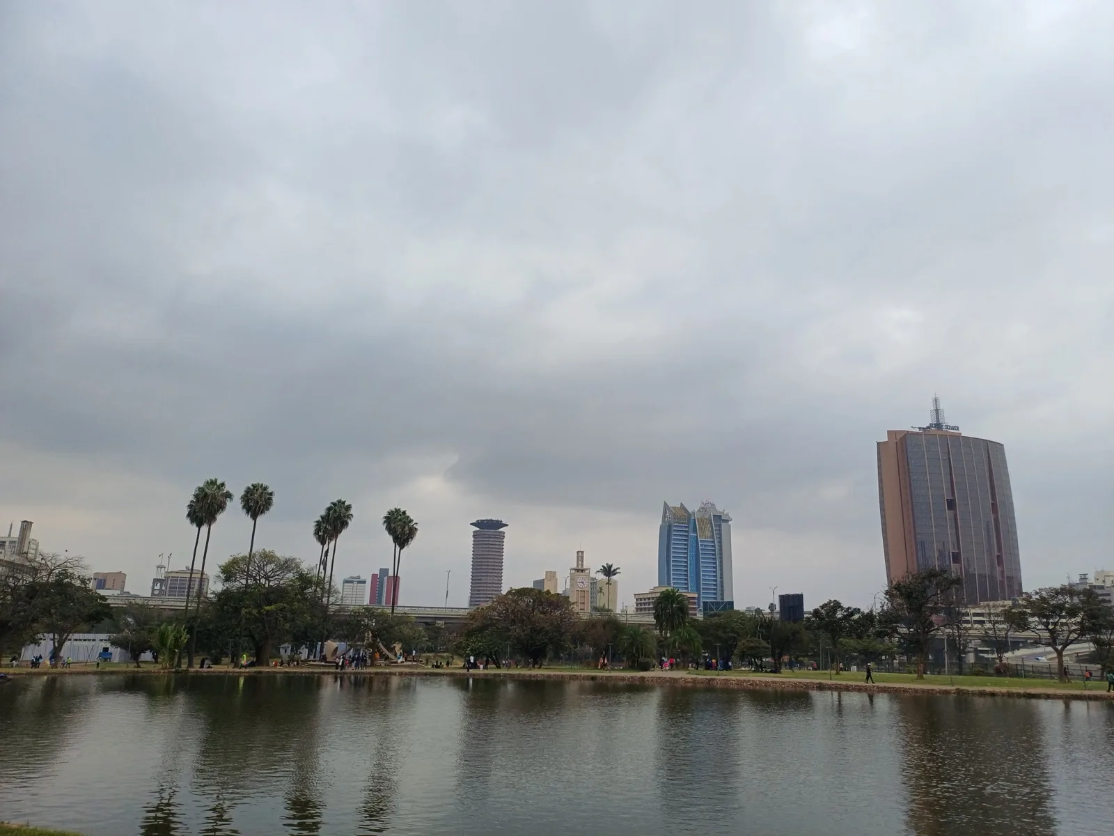 Skyline of Nairobi city as seen from the lake in Uhuru Park