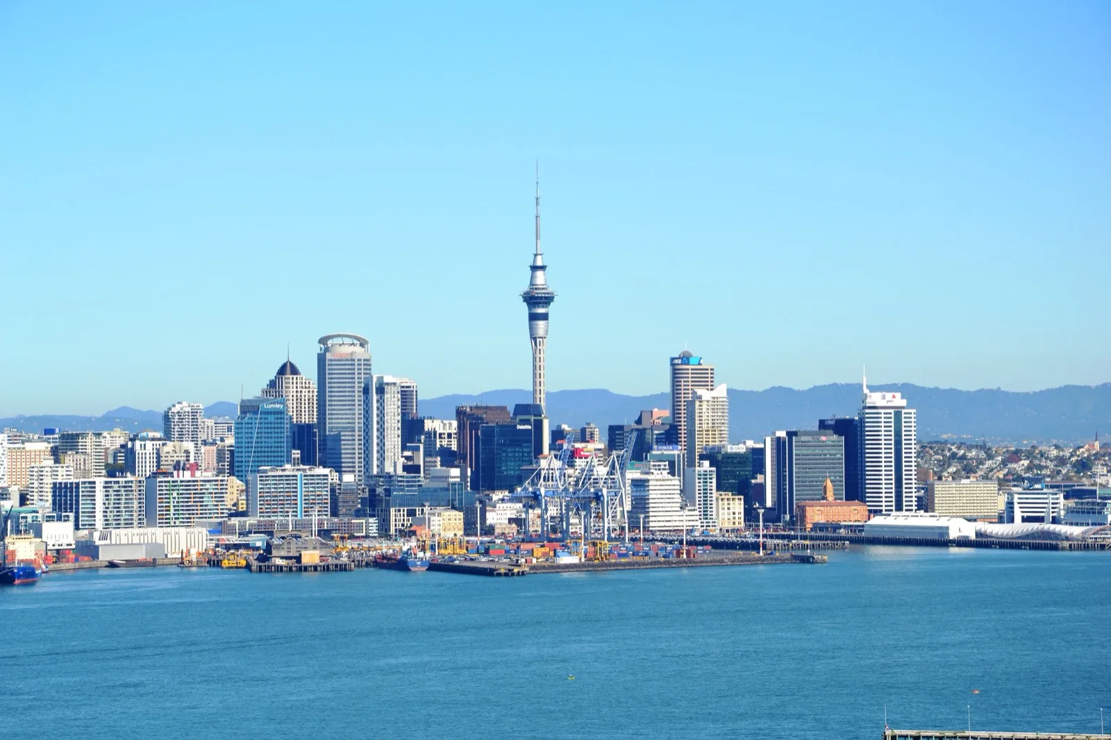 Office towers in the central business district of Auckland, New Zealand