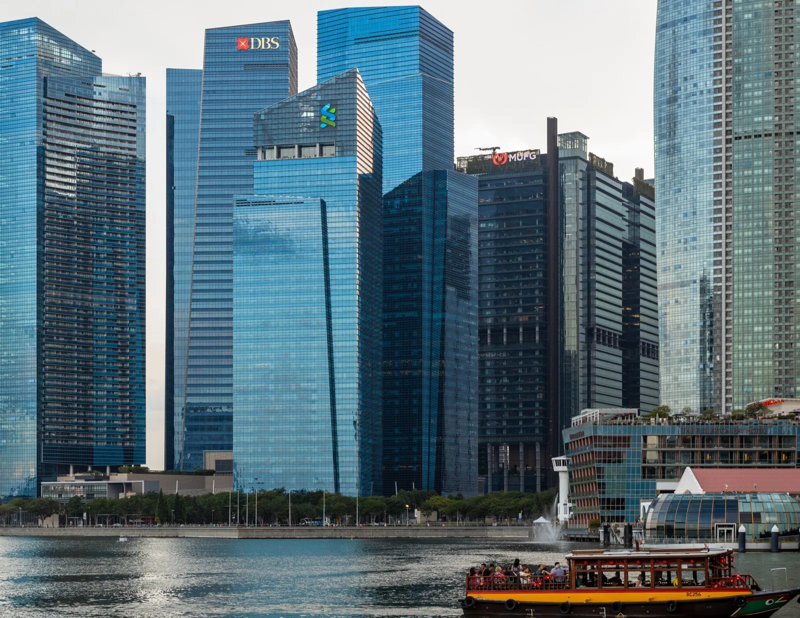 Roadworks beside high rise buildings in Singapore