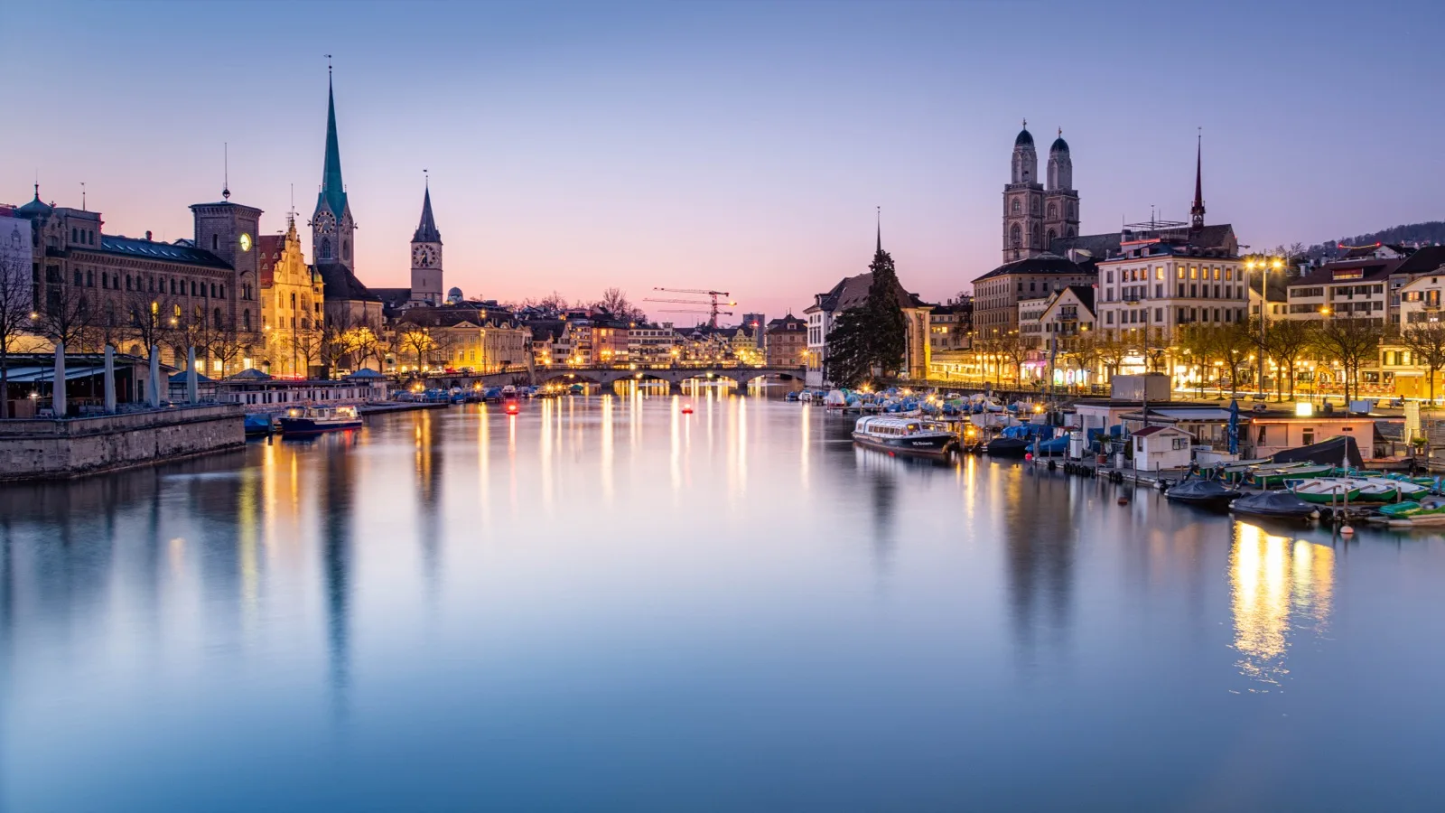Rhine riverfront and city buildings in Basel, Switzerland