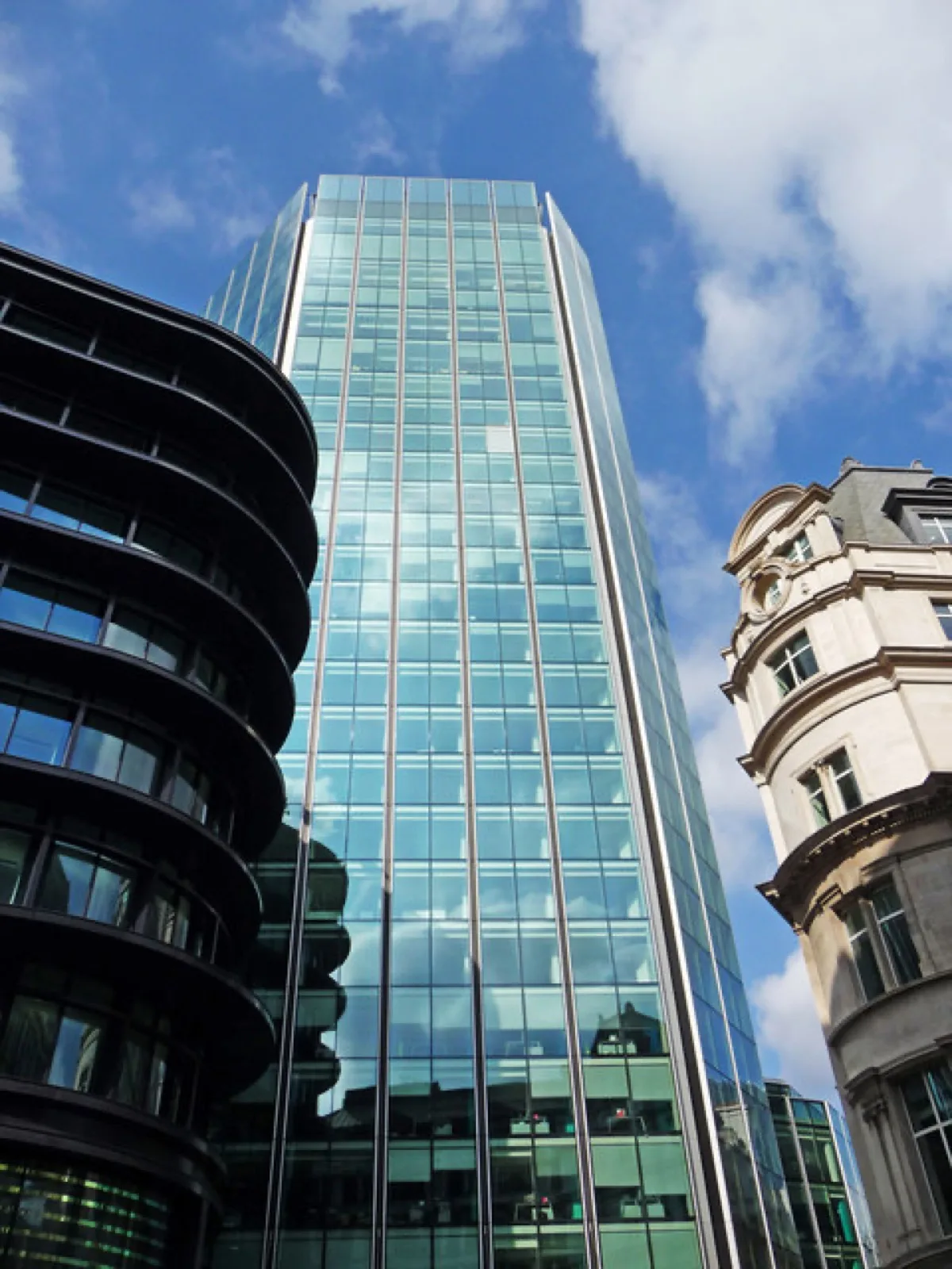 The London Stock Exchange building facade in the City of London, viewed from the street