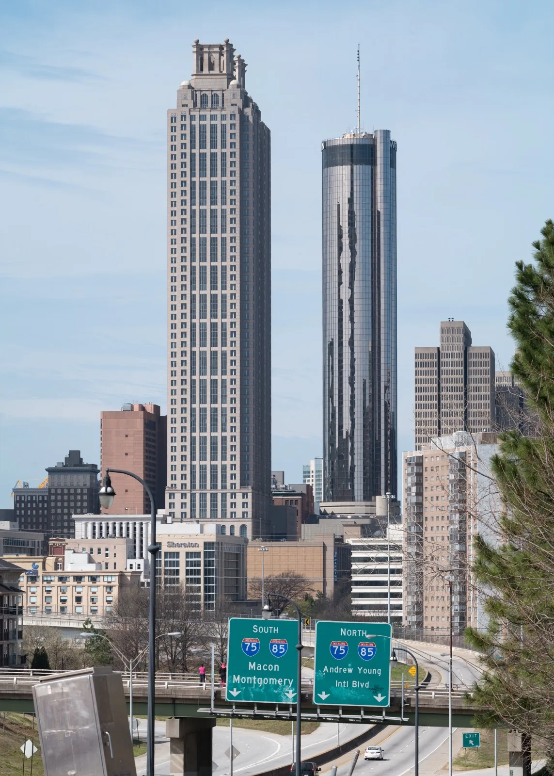 Downtown Atlanta skyline viewed from Boulevard at Freedom Parkway