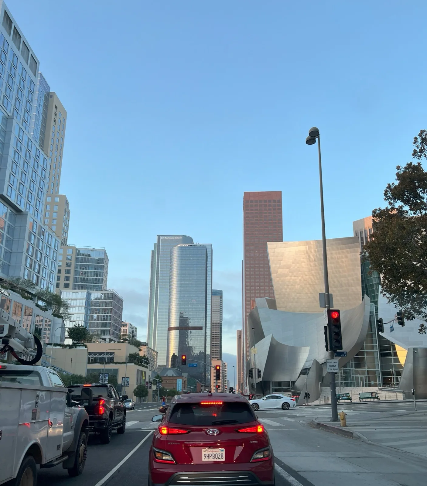 Office towers along Grand Avenue in downtown Los Angeles