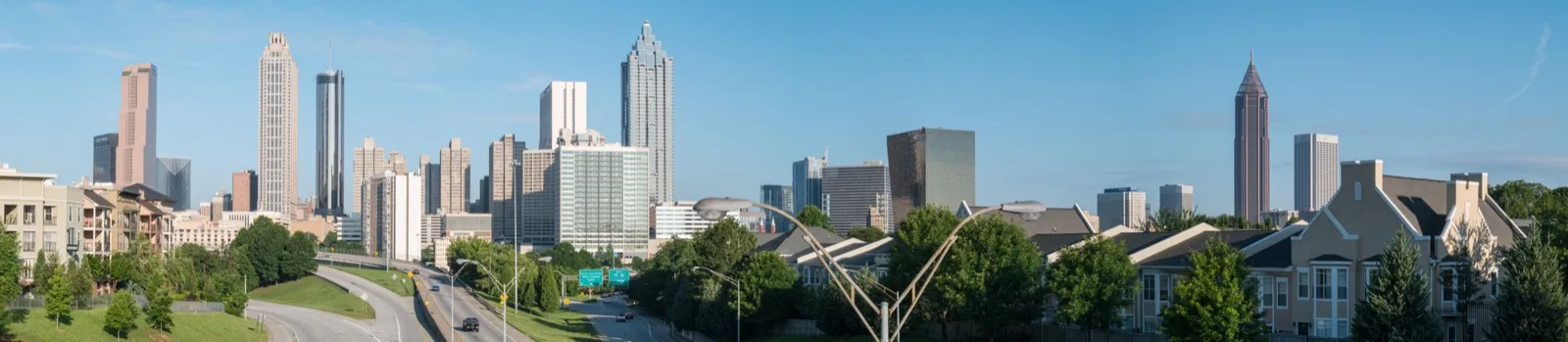 Panorama of the Atlanta skyline viewed from the Jackson Street Bridge, June 2015