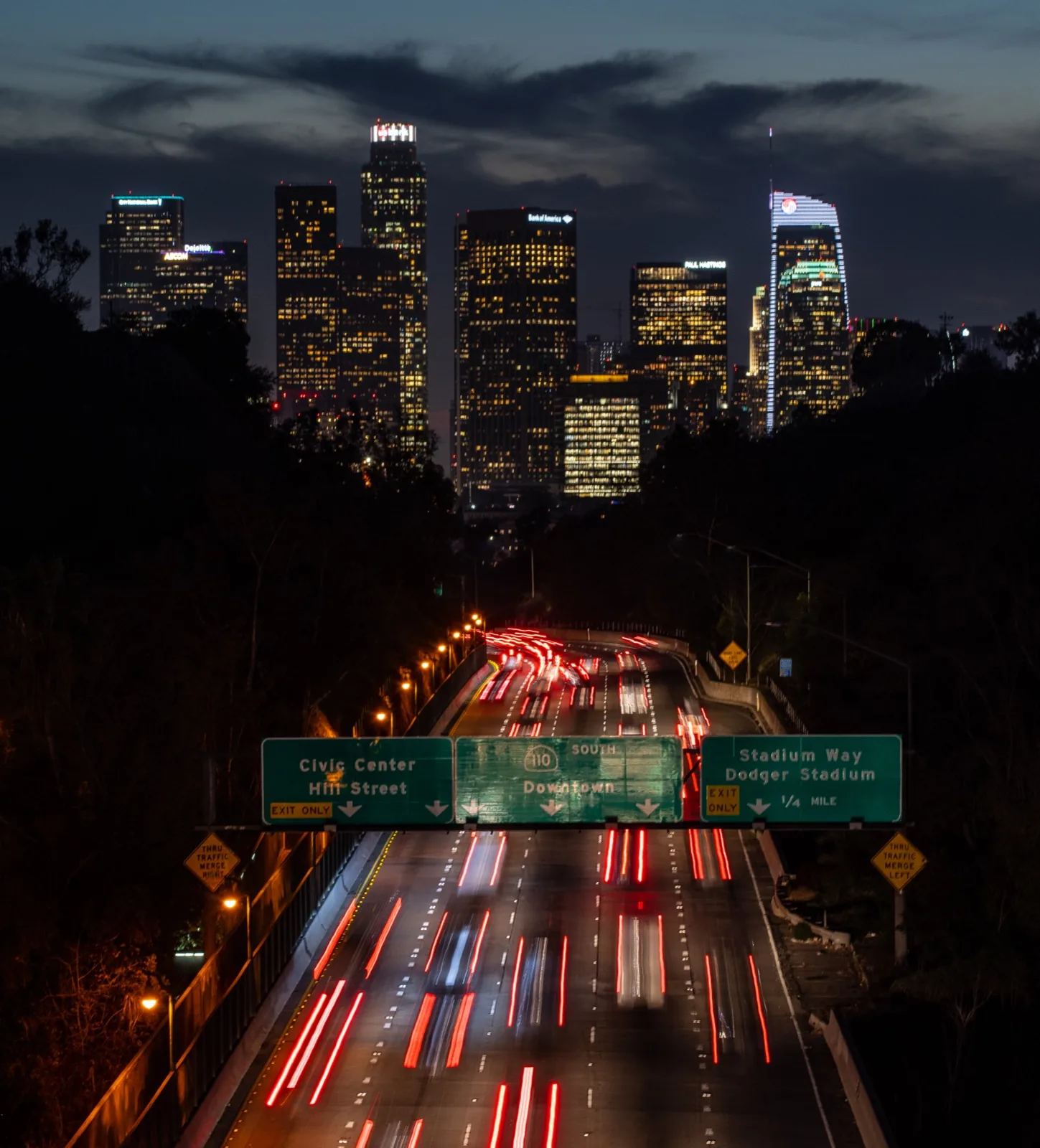 Downtown Los Angeles and 110 freeway